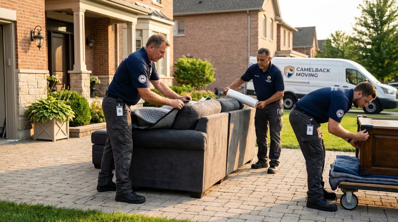 Large estate moving crew wrapping furniture in Windom, MN